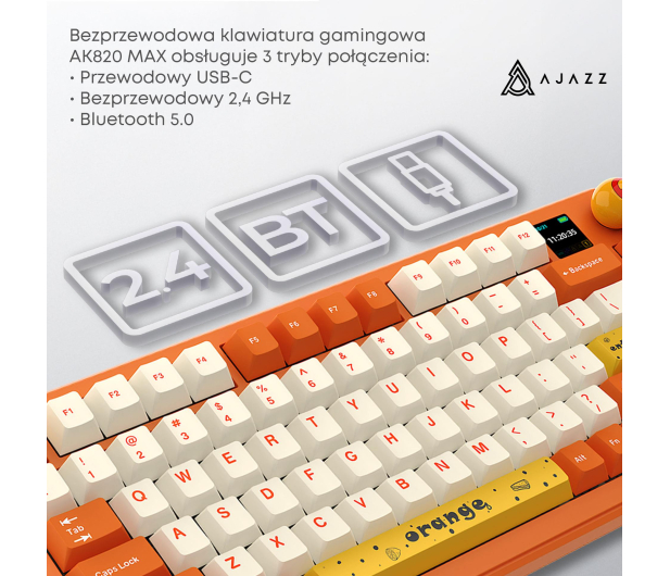 Ajazz AK820 MAX Avocado Switch Orange White RGB z ekranem - 1536369 - zdjęcie 11